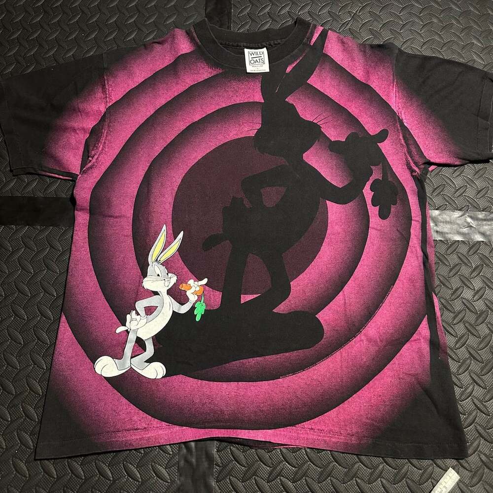 Vintage 1992 Wild Oats Bugs Bunny Looney Tunes AOP Shadow Tee